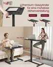 Bijzettafel - Mobiel met Wielen en Bekerhouders - Zwart - 80 x 45 x (65-102) cm