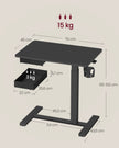 Verrijdbare Laptoptafel – In Hoogte Verstelbaar 65-102 cm – Lade en Bekerhouder – Zwart