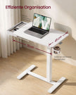 Verrijdbare Laptoptafel – In Hoogte Verstelbaar 65-102 cm – Lade en Bekerhouder – Wit