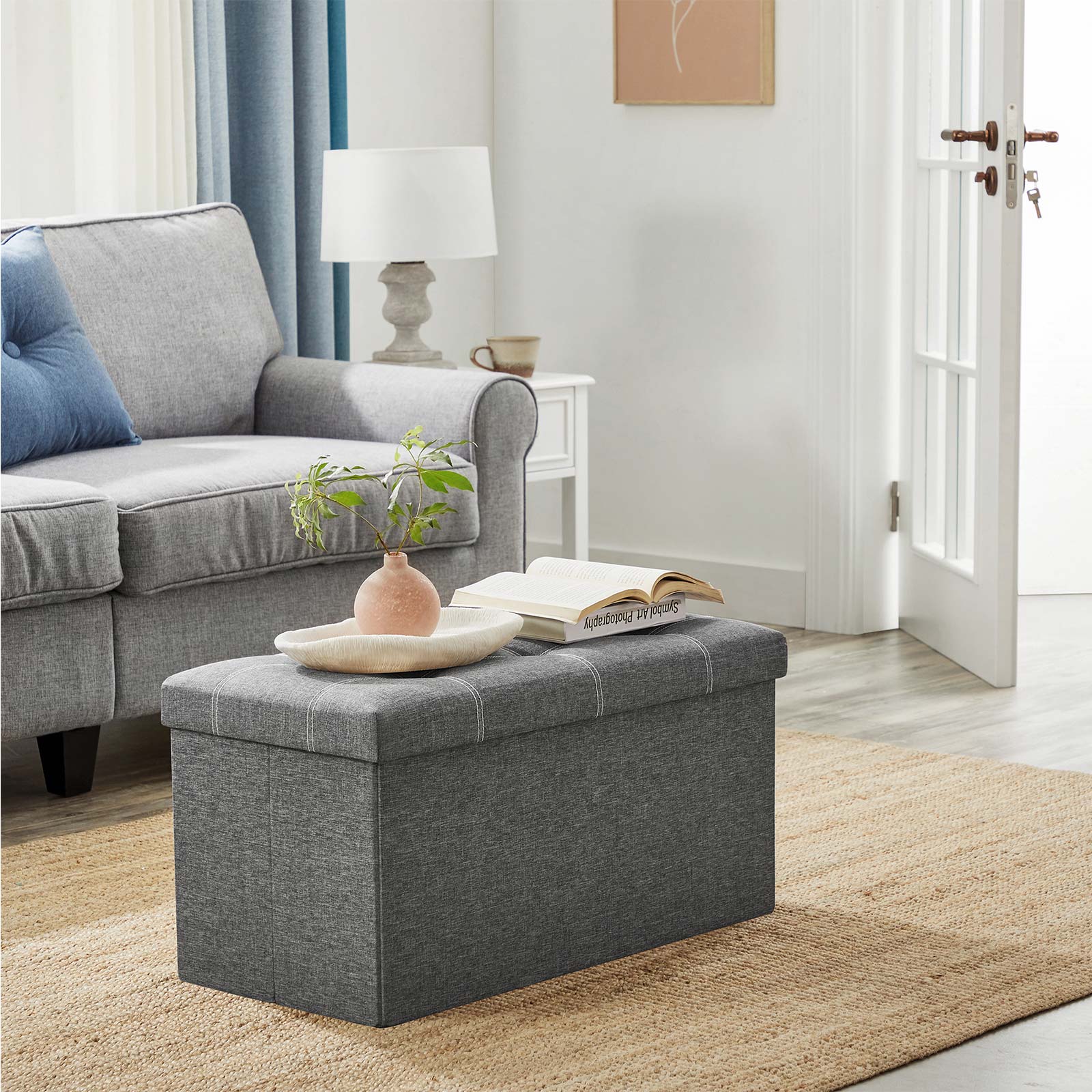 Sofa mit Stauraum - Sitzbox - faltbar - 76 x 38 x 38 cm - dunkelgrau