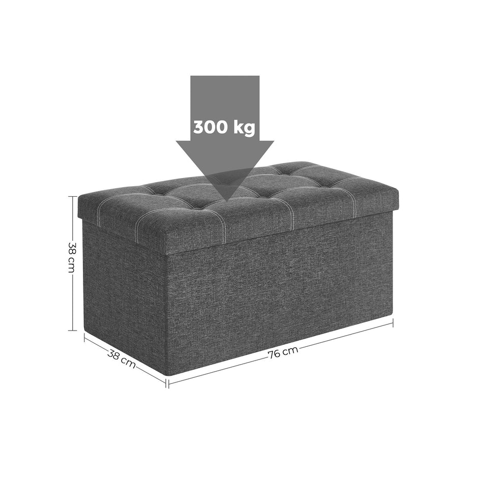 Sofa mit Stauraum - Sitzbox - faltbar - 76 x 38 x 38 cm - dunkelgrau