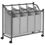Wäschereikorb auf Rädern - 4 Waschbeutel - 4 x 35 Liter - Beige