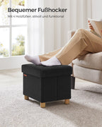 Bank - faltbar - mit Speicherplatz - 32 × 40 × 33,5 cm - schwarz