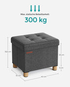 Bank - faltbar - mit Speicherplatz - 32 × 40 × 33,5 cm - dunkelgrau