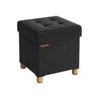 Pouf - mit Stauraum - Holzbeine - Sitzkasten - Beige