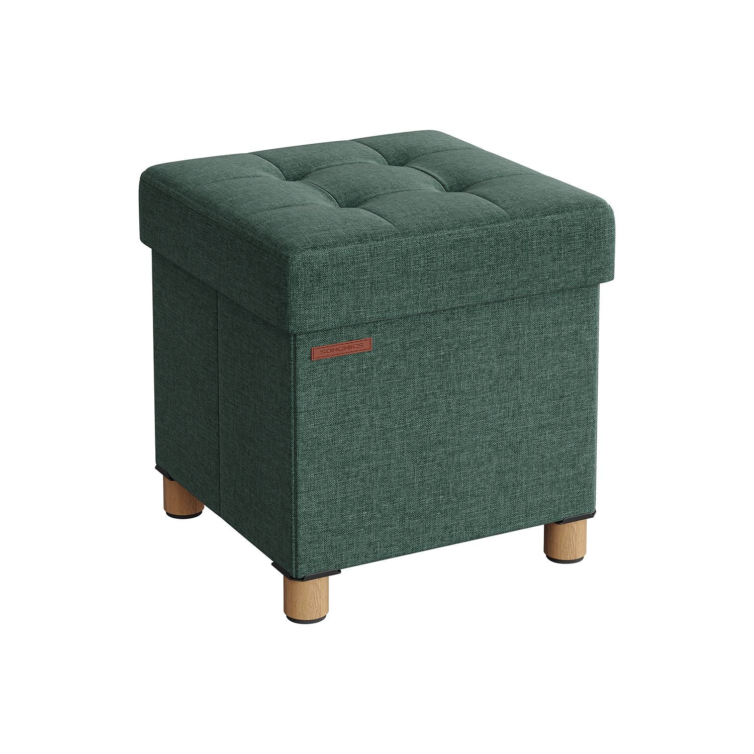 Pouf - mit Stauraum - Holzbeine - Sitzkasten - Beige