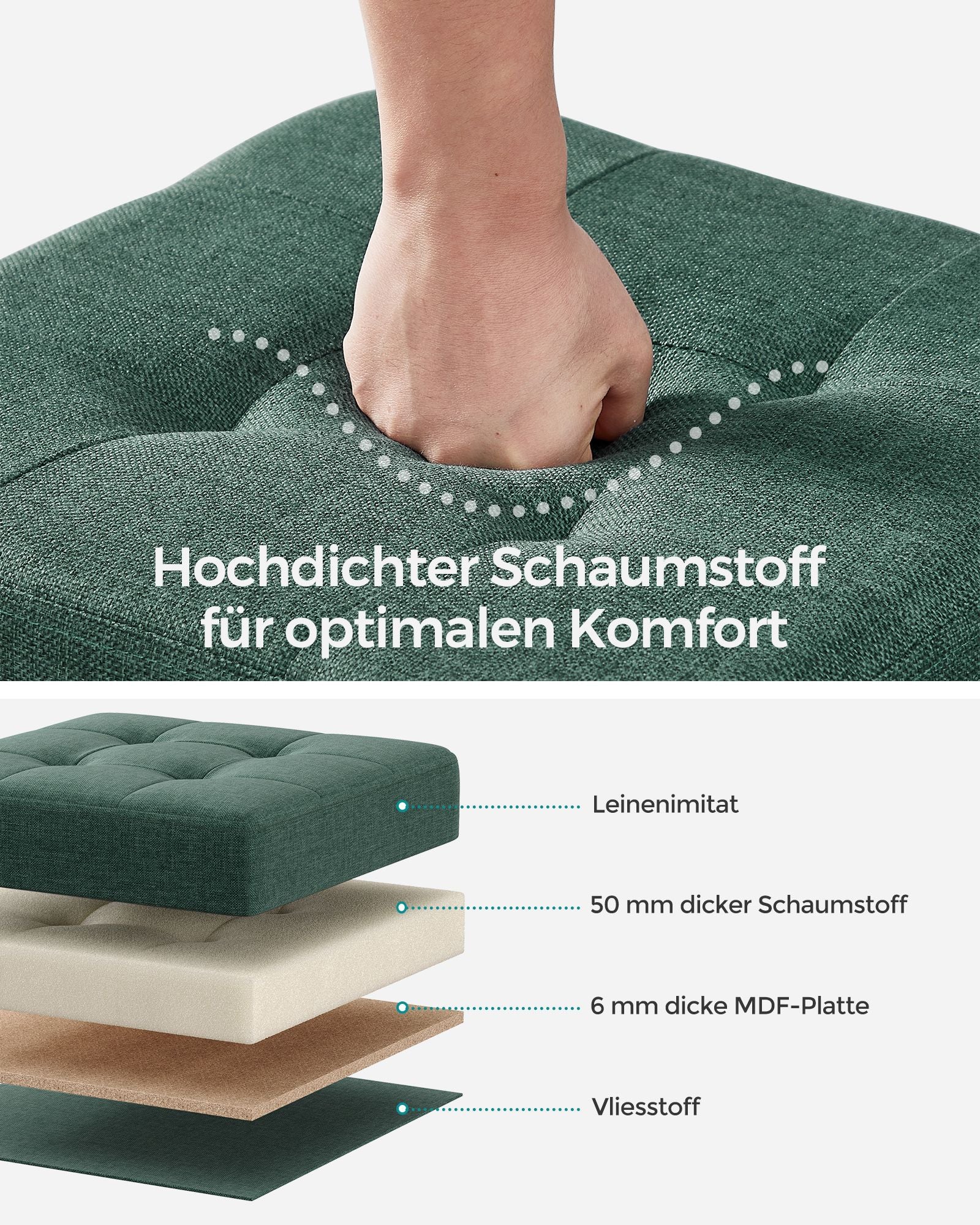 Bank - faltbar - mit Speicherplatz - 38 × 38 × 40 cm - Vintage Green