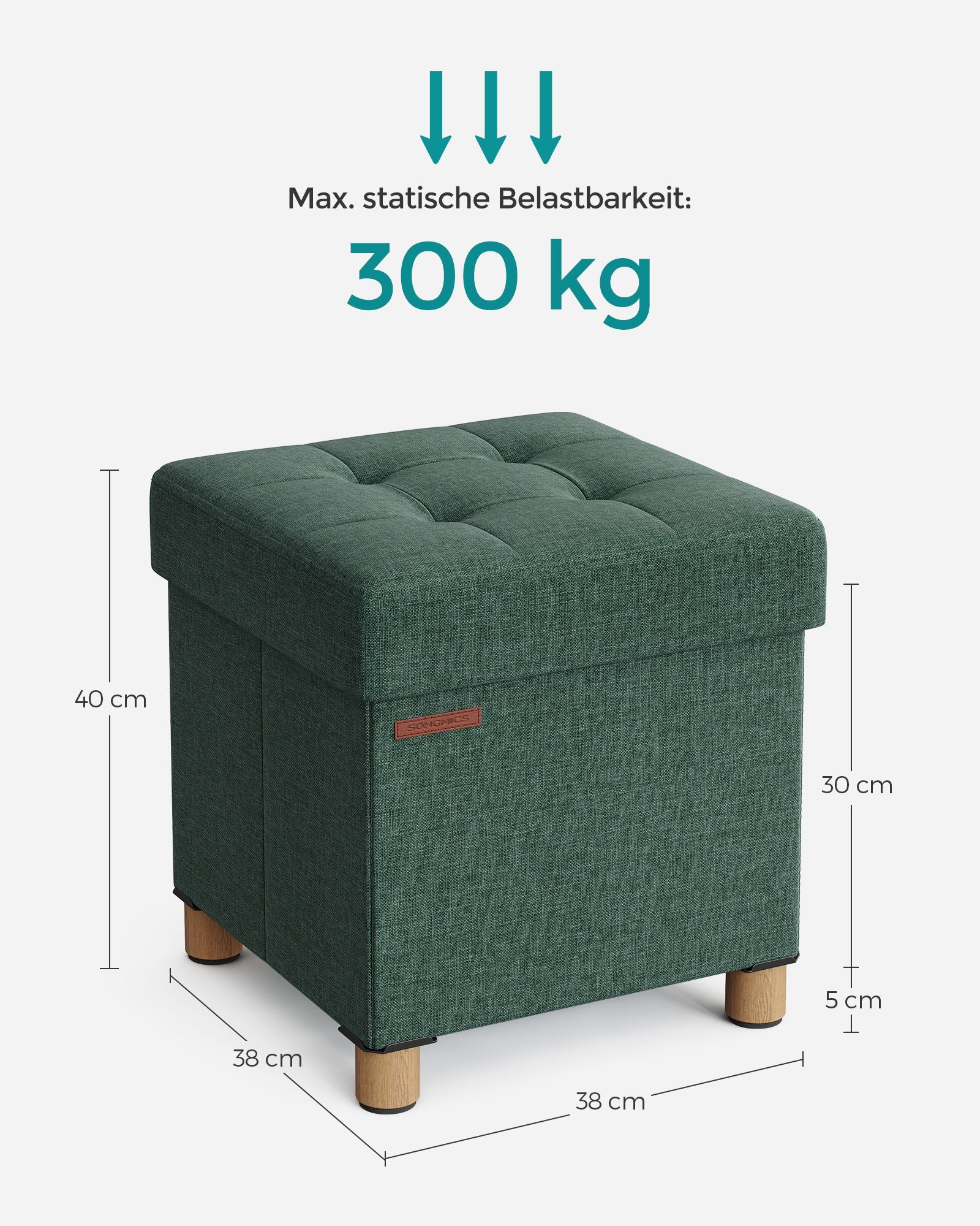 Bank - faltbar - mit Speicherplatz - 38 × 38 × 40 cm - Vintage Green