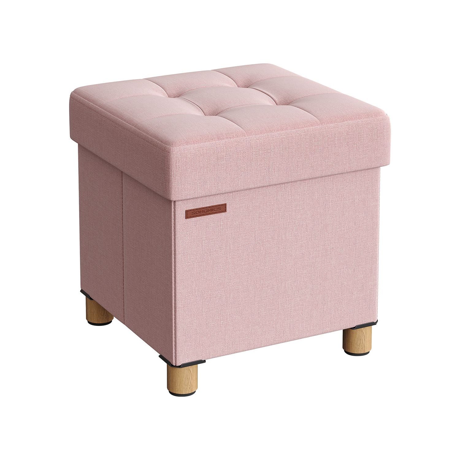 Pouf - mit Stauraum - Holzbeine - Sitzkasten - Beige
