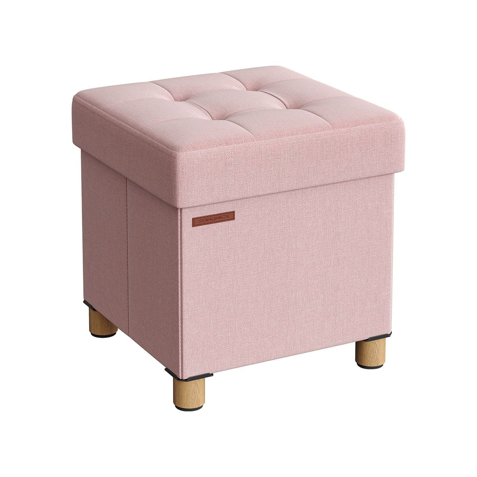 Pouf - mit Stauraum - Holzbeine - Sitzkasten - Beige