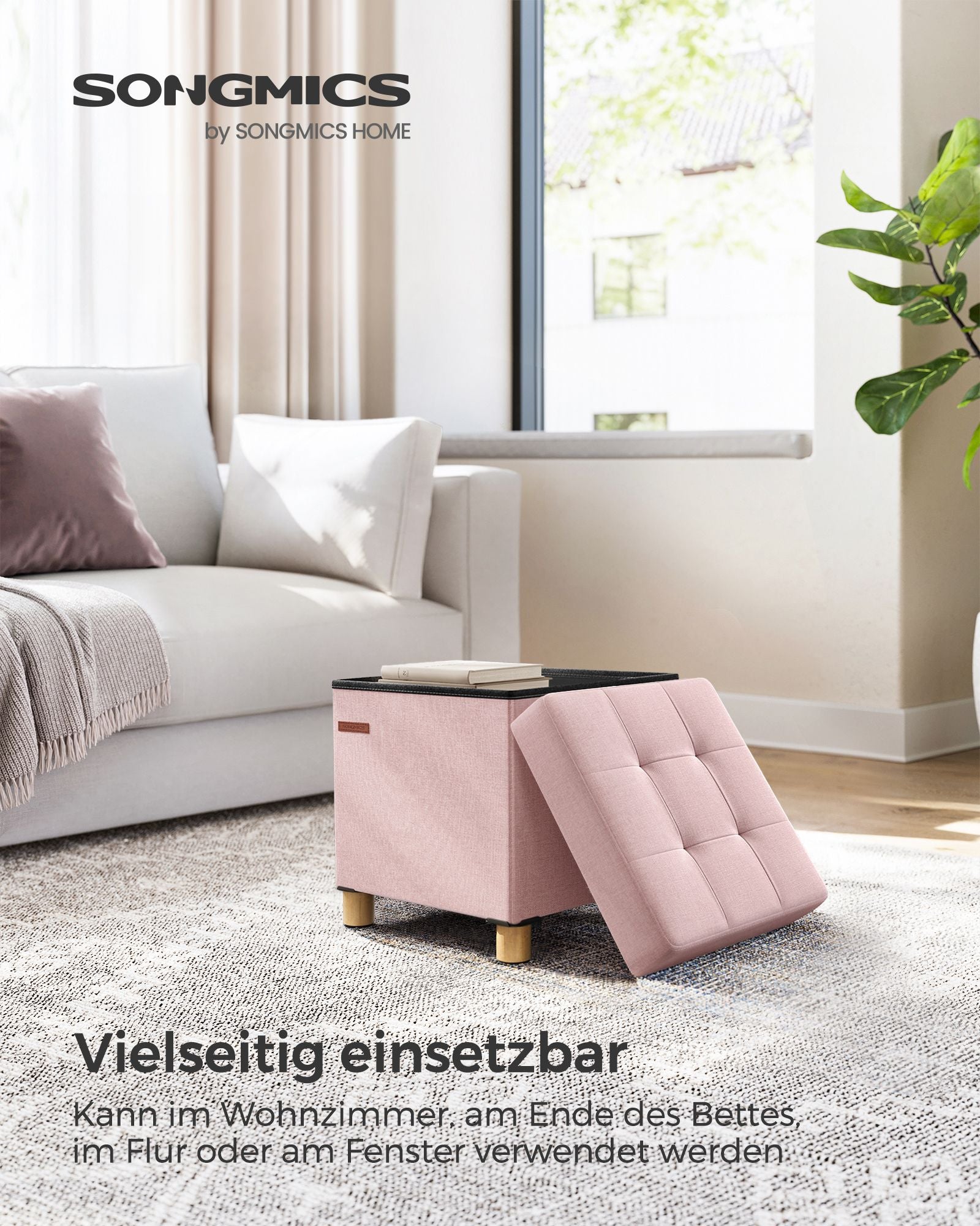 Bank - Faltung - mit Speicherplatz - 38 × 38 × 40 cm - Pastellrosa