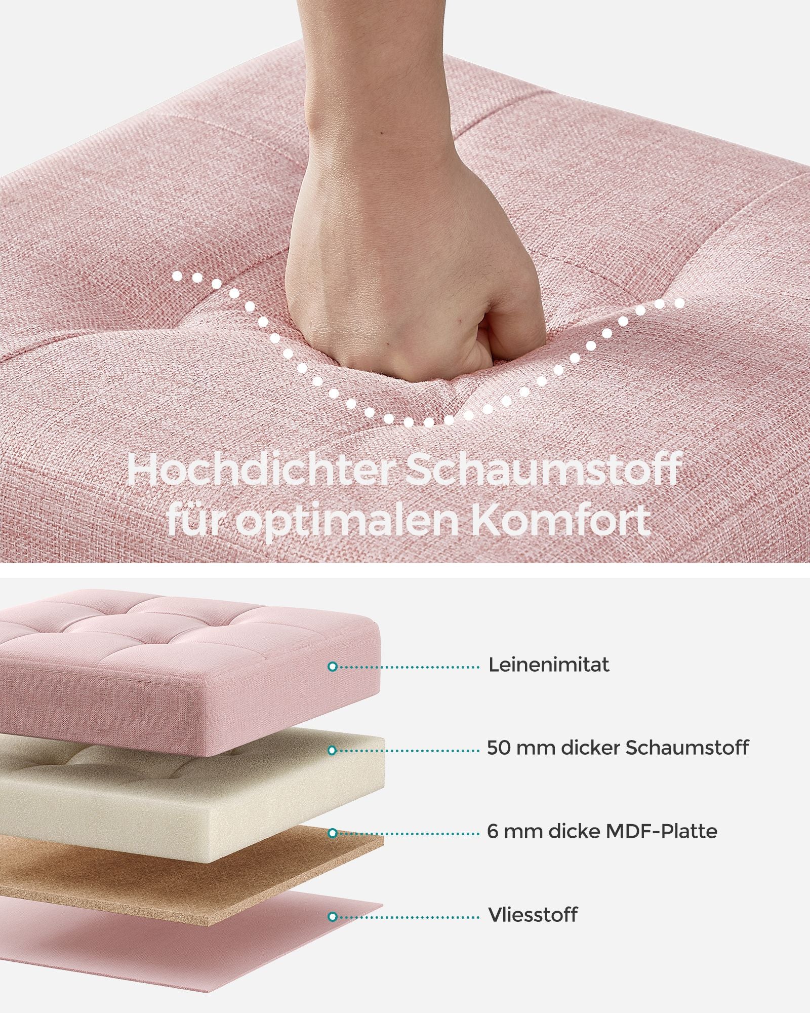 Bank - Faltung - mit Speicherplatz - 38 × 38 × 40 cm - Pastellrosa
