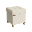 Pouf - mit Stauraum - Holzbeine - Sitzkasten - Beige
