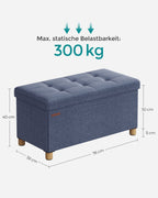 Bank - faltbar - mit Speicherplatz - 38 × 76 × 40 cm - helles Denimblau