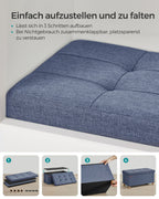 Bank - faltbar - mit Speicherplatz - 38 × 76 × 40 cm - helles Denimblau