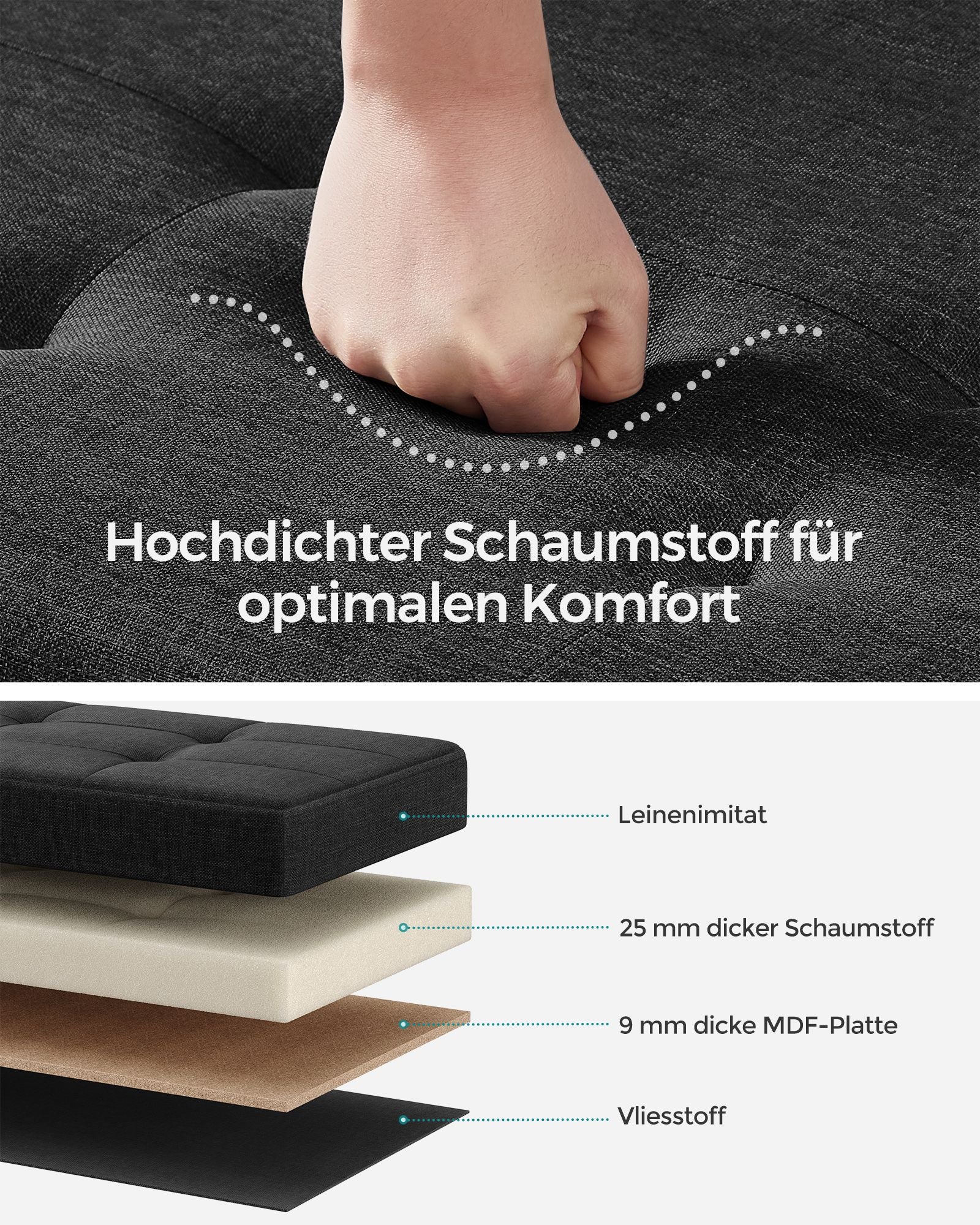 Bank - mit Speicherplatz - Falten - Tinte schwarz