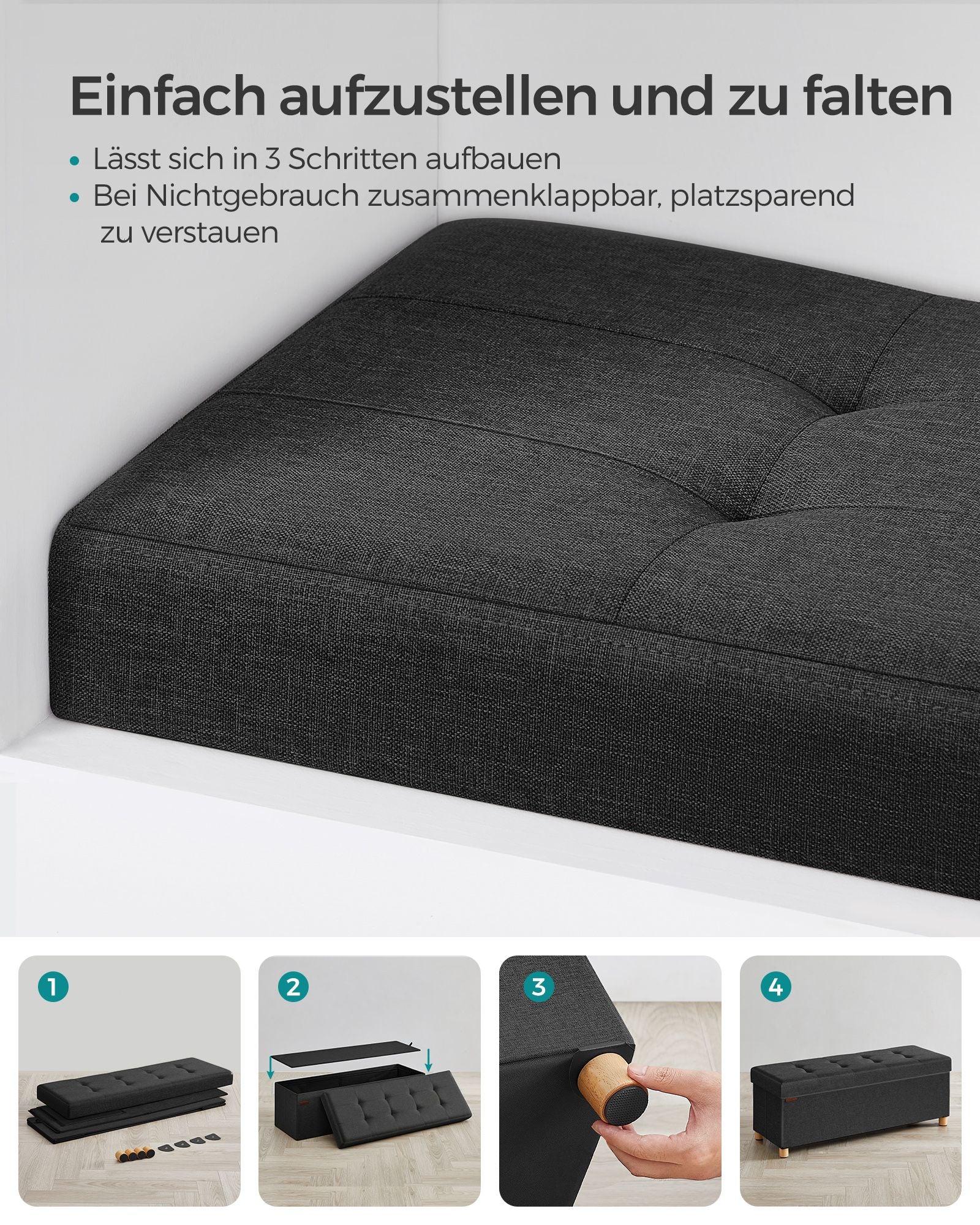 Bank - mit Speicherplatz - Falten - Tinte schwarz