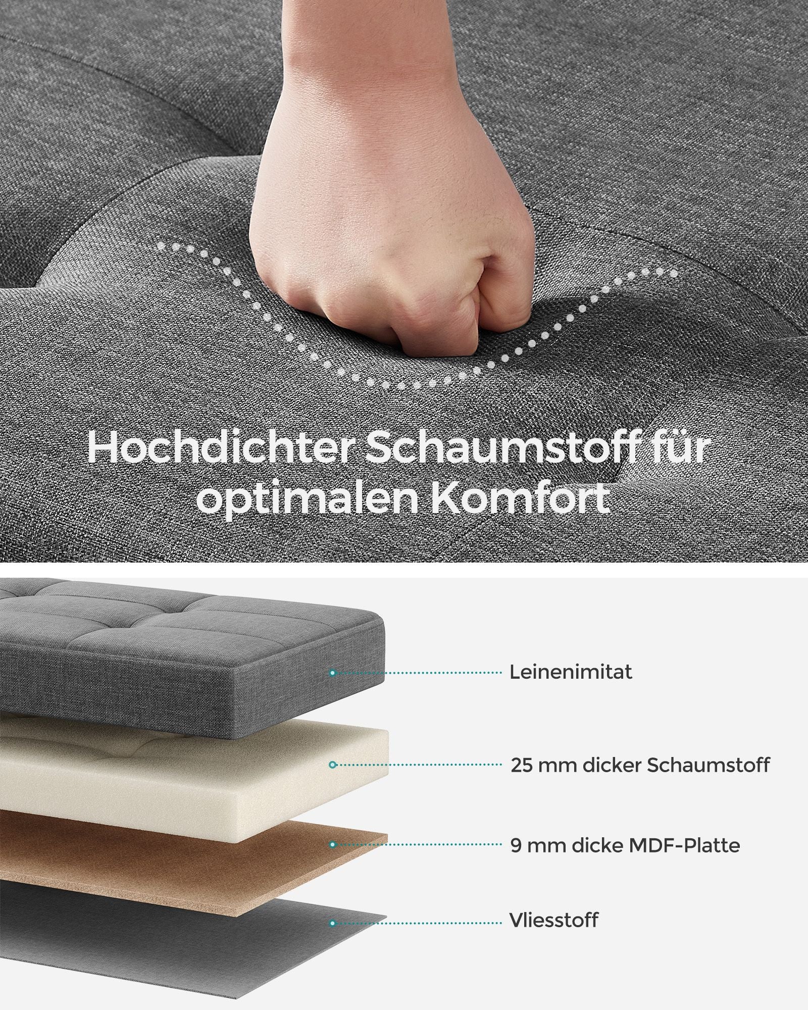 Bank - mit Speicherplatz - Falten - Dunkelgrau