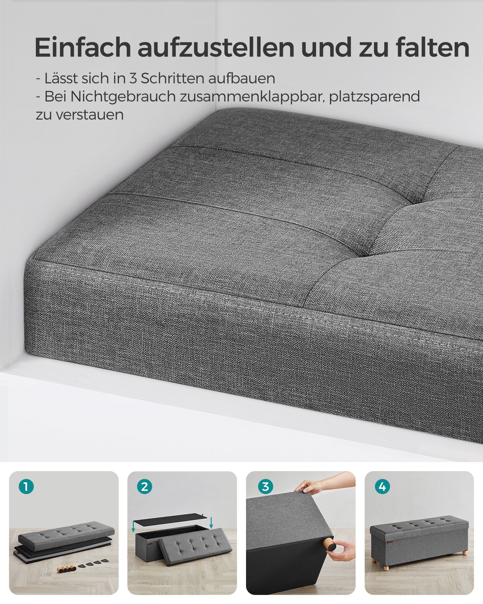 Bank - mit Speicherplatz - Falten - Dunkelgrau