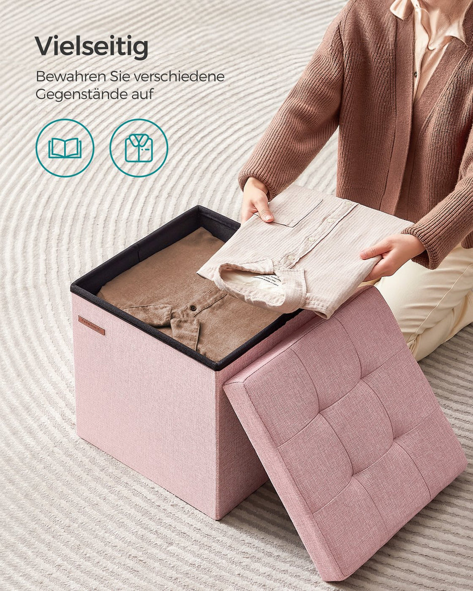 Opbergkruk - 38 x 38 cm - Opvouwbaar - Draagvermogen tot 300 kg - Pastelroze