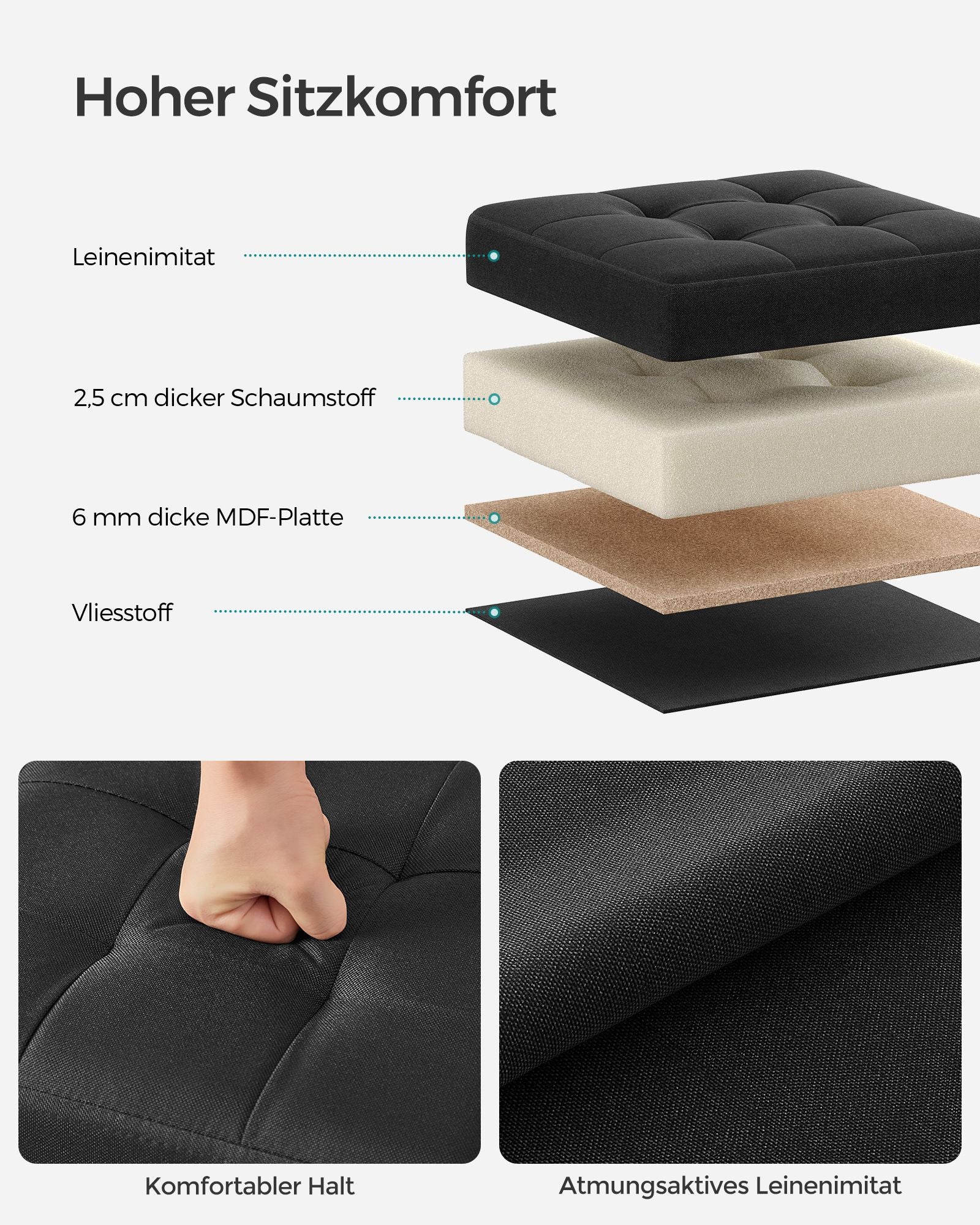 Sofa - 30 cm - mit Stauraum - Basic Black