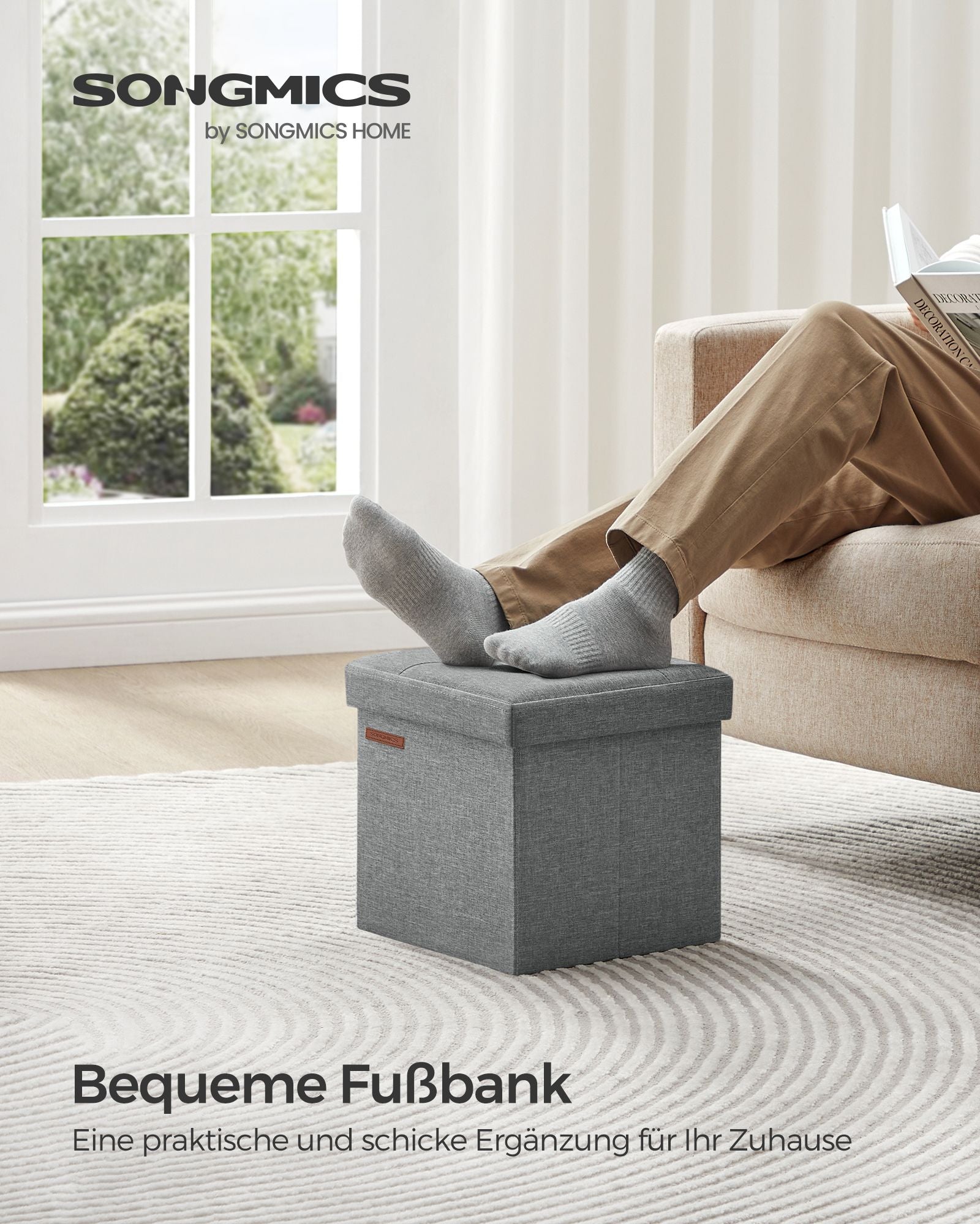 Sofa mit Stauraum - 30 cm - hellgrau