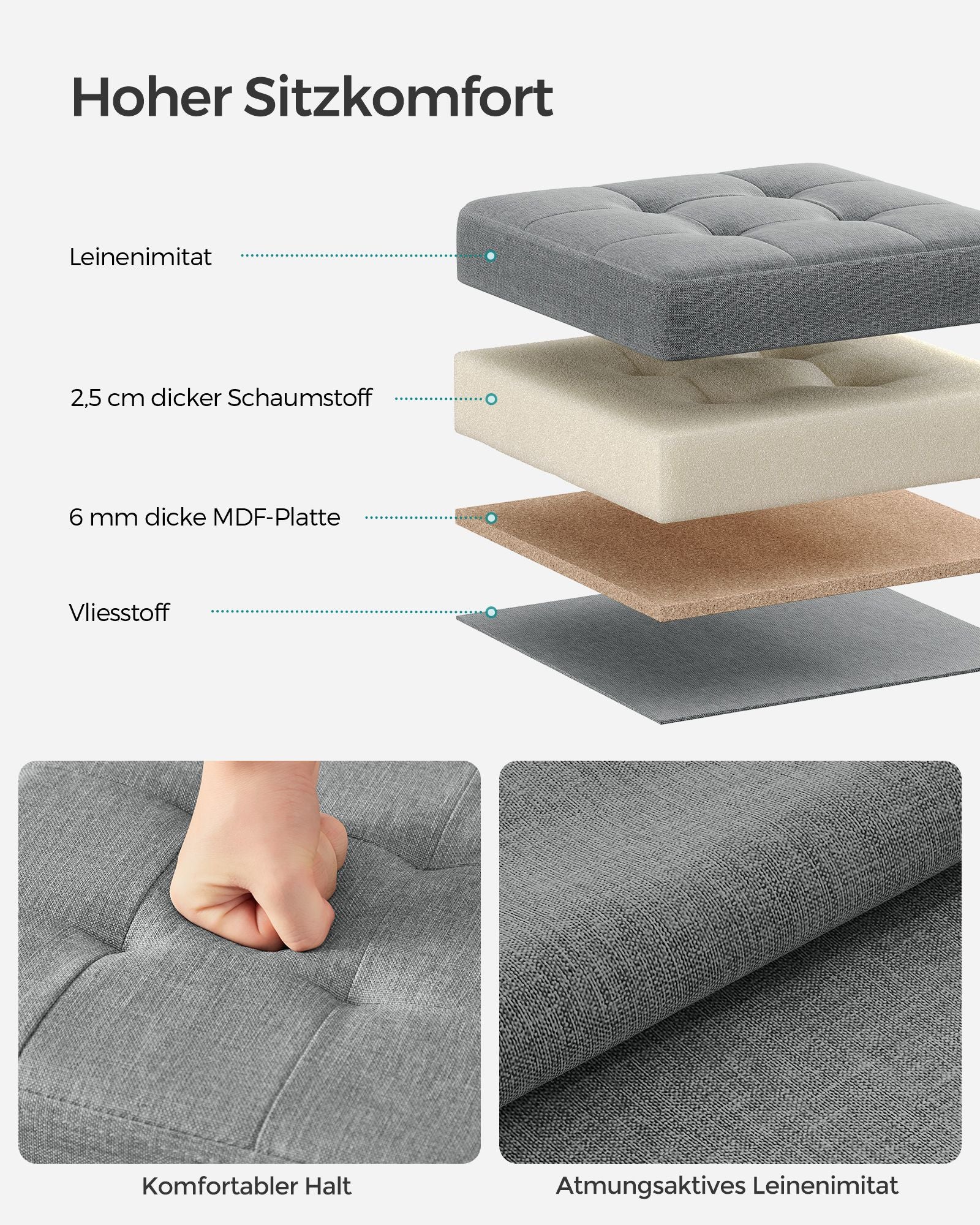 Sofa mit Stauraum - 30 cm - hellgrau