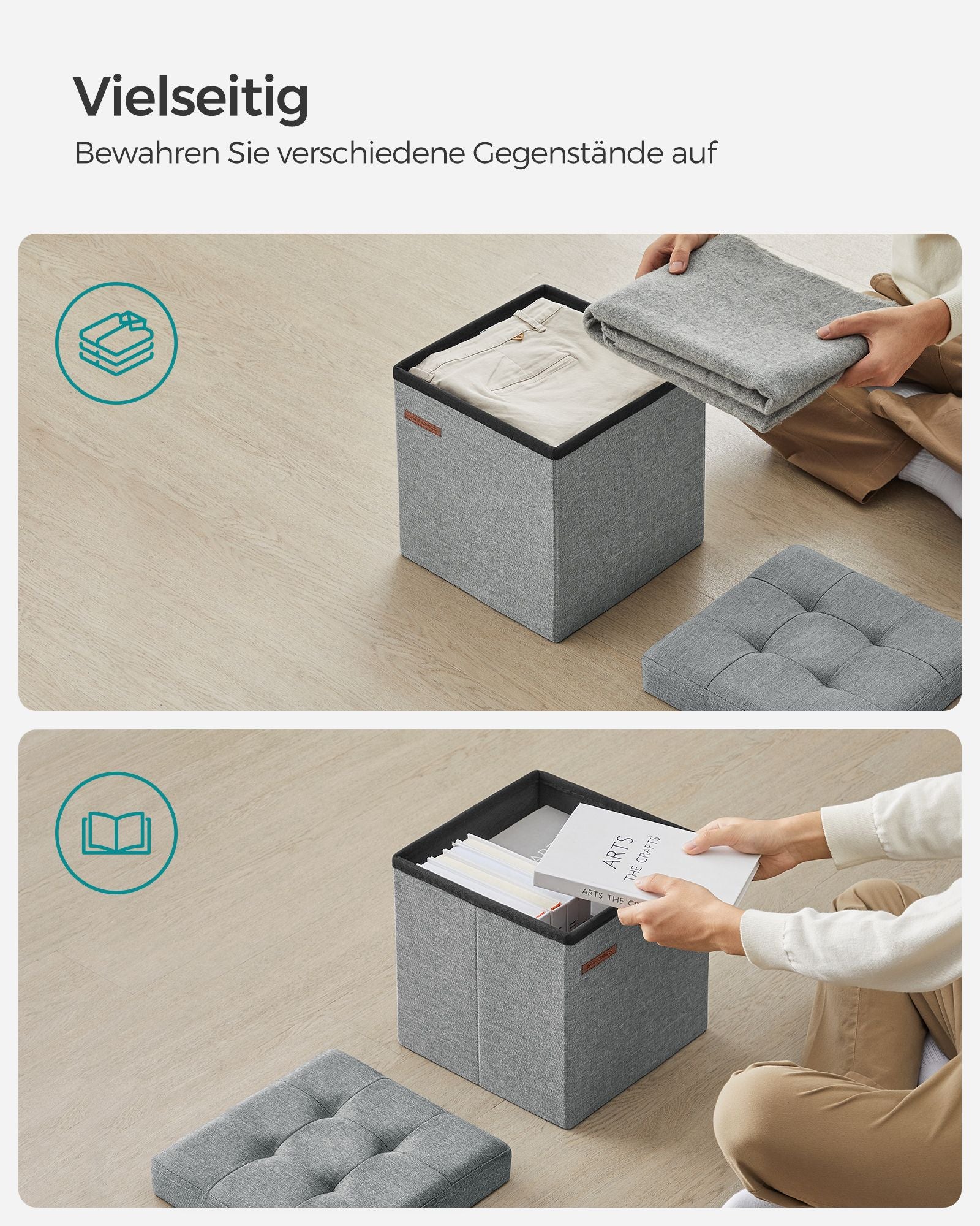 Sofa mit Stauraum - 30 cm - hellgrau