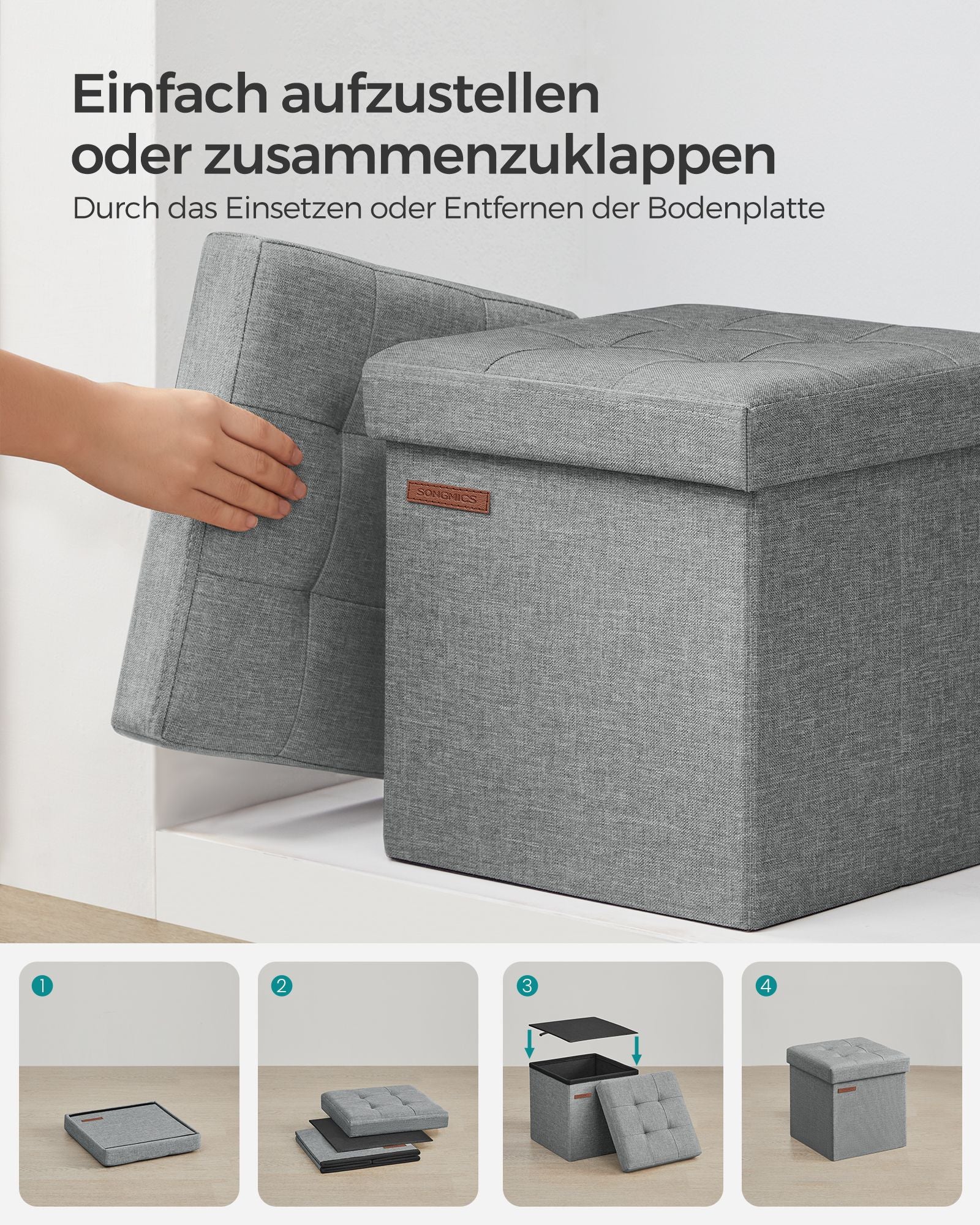 Sofa mit Stauraum - 30 cm - hellgrau