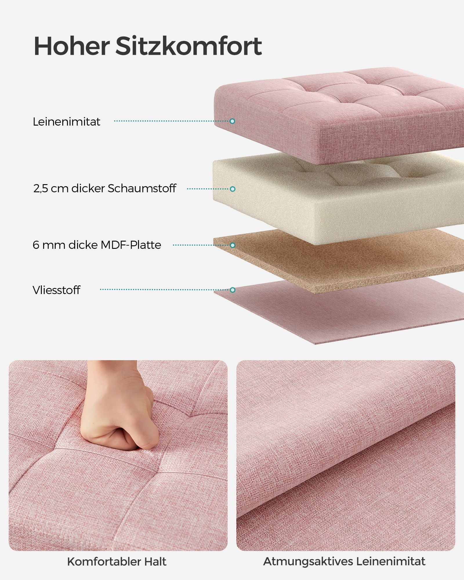 Sofa - 30 cm - mit Stauraum - Pastellrosa