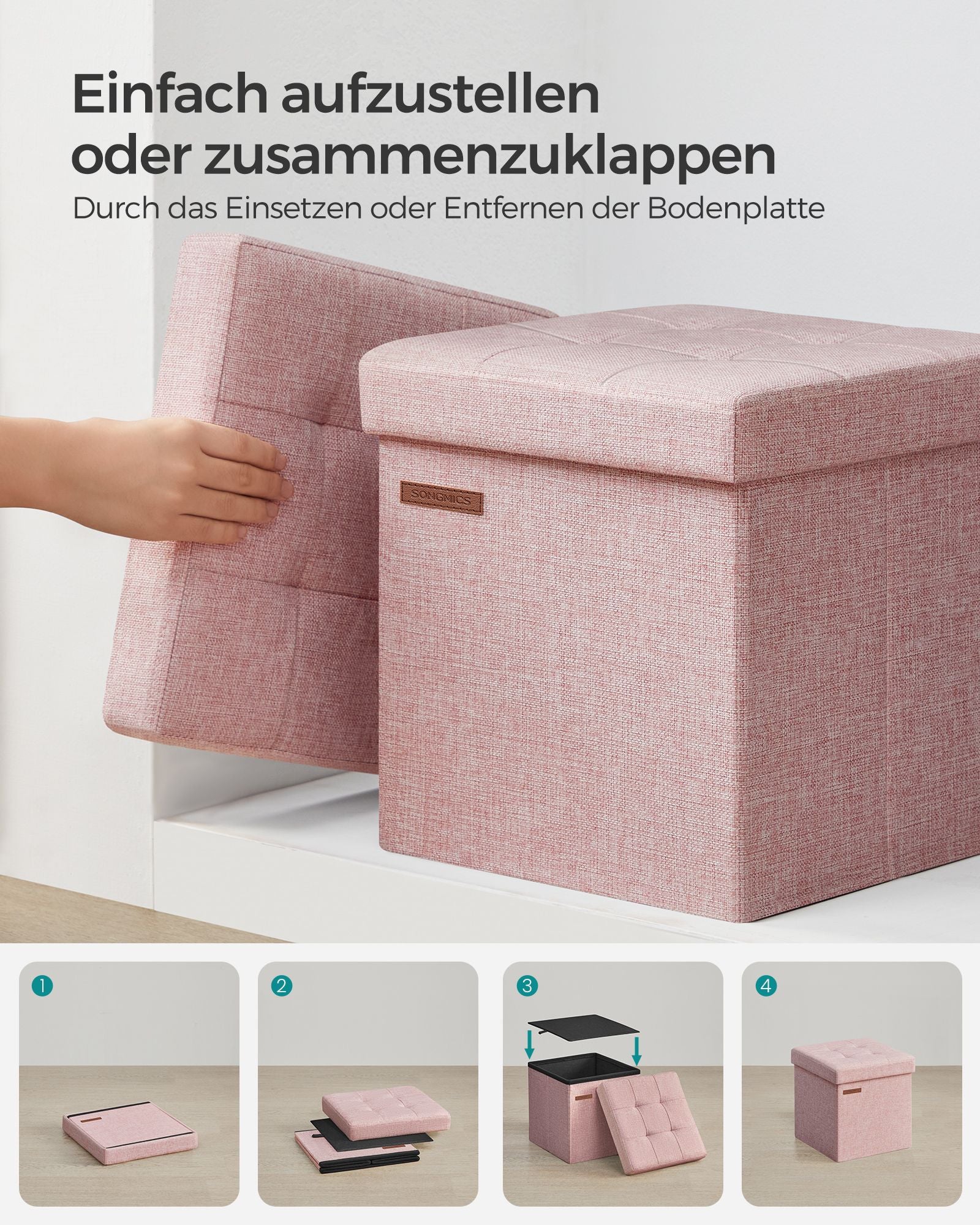 Sofa - 30 cm - mit Stauraum - Pastellrosa