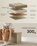 Bank - mit Speicherplatz - 38 × 76 × 38 cm - Camelbruin