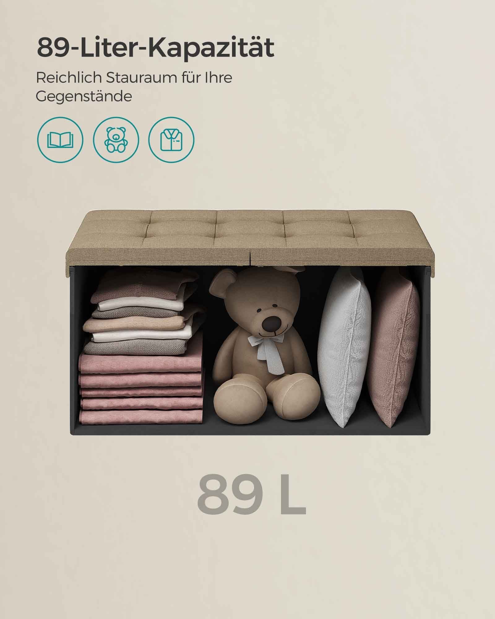 Bank - mit Speicherplatz - 38 × 76 × 38 cm - Camelbruin