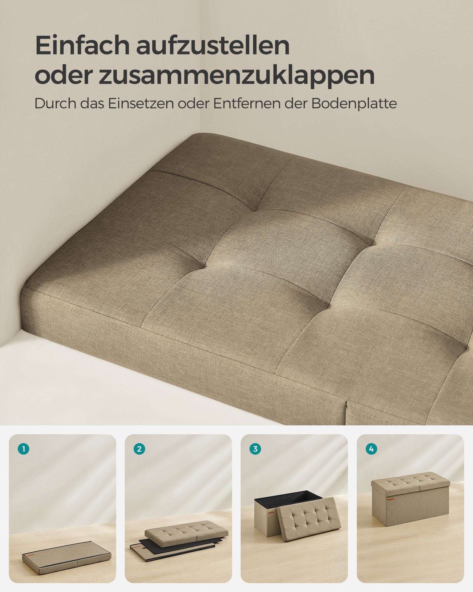 Bank - mit Speicherplatz - 38 × 76 × 38 cm - Camelbruin