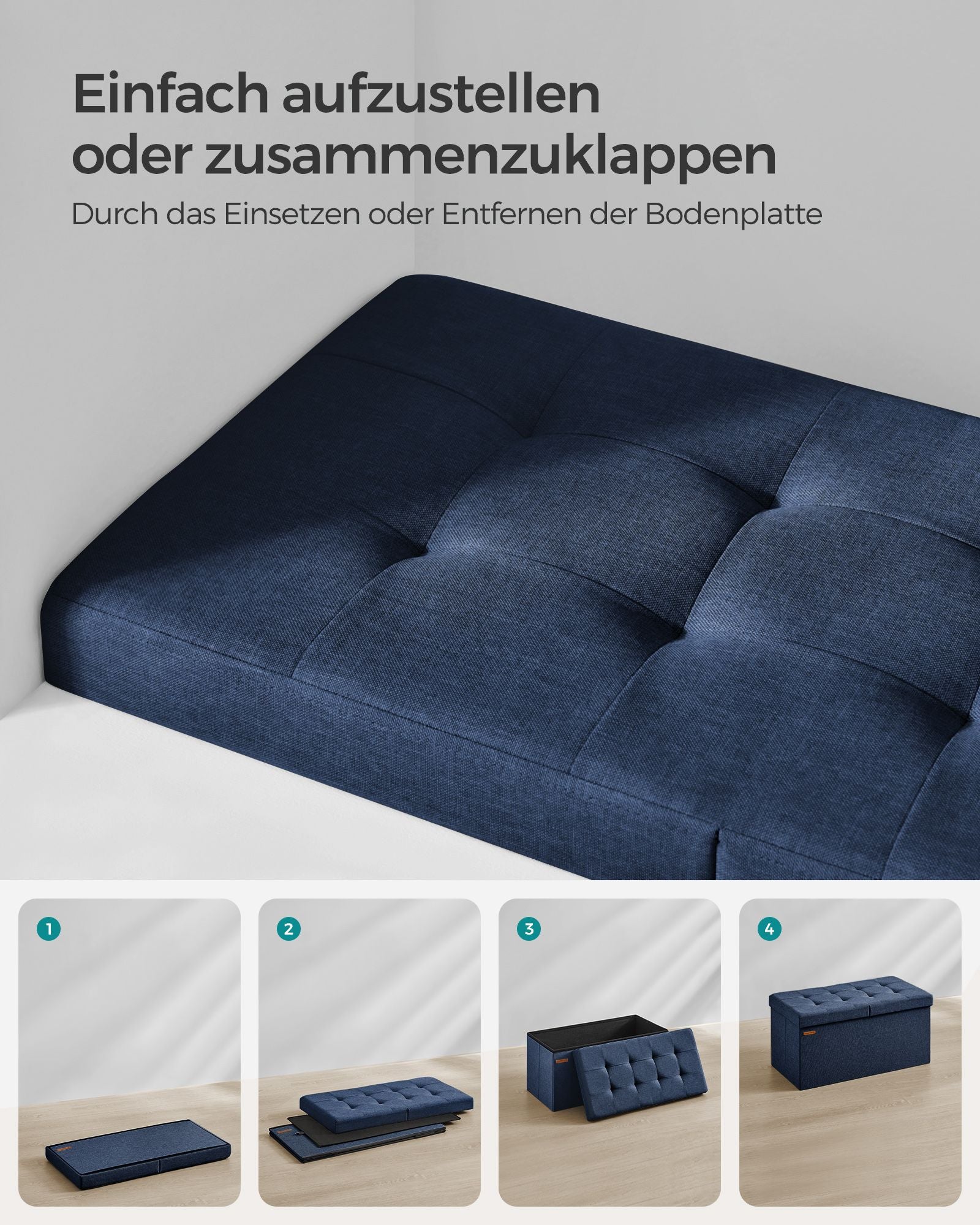 Sofa - mit Stauraum - 38 × 76 × 38 cm - Nachtblau