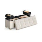 Speicherbank mit Deckel - 110x38x40 cm - Fußbank 112L - Beige