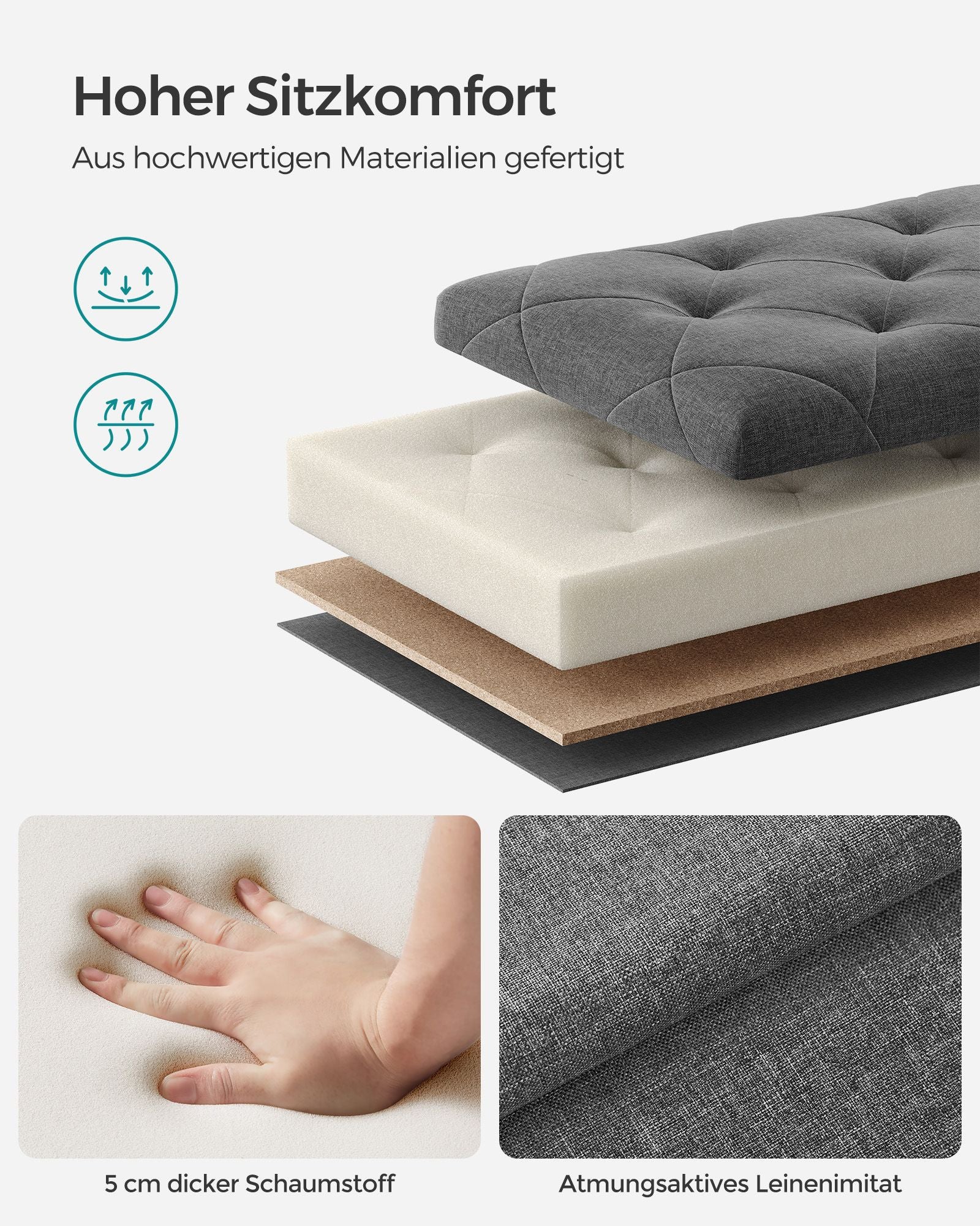 Stuhl - mit Speicherplatz - 40 × 76 × 40 cm - dunkelgrau