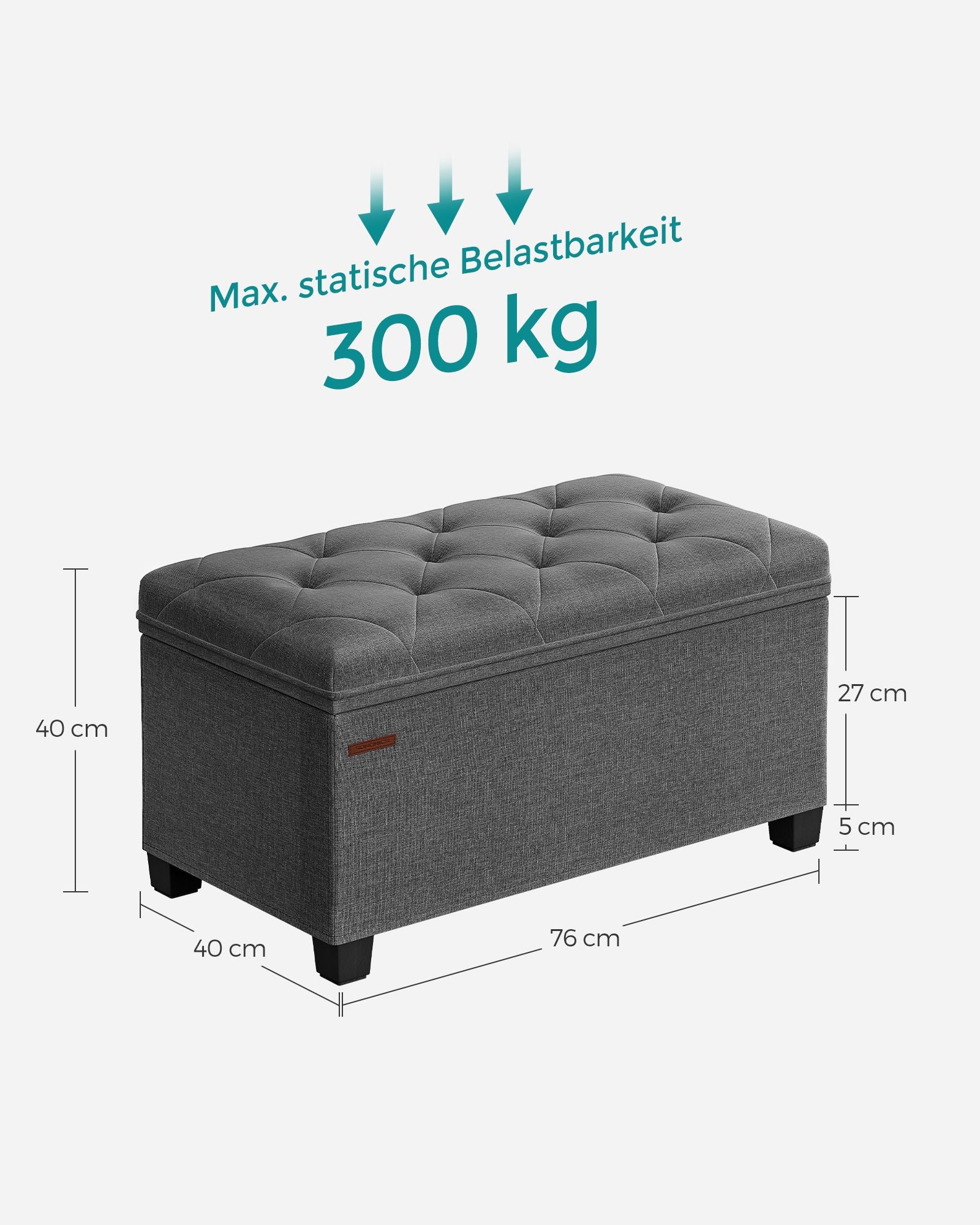 Stuhl - mit Speicherplatz - 40 × 76 × 40 cm - dunkelgrau