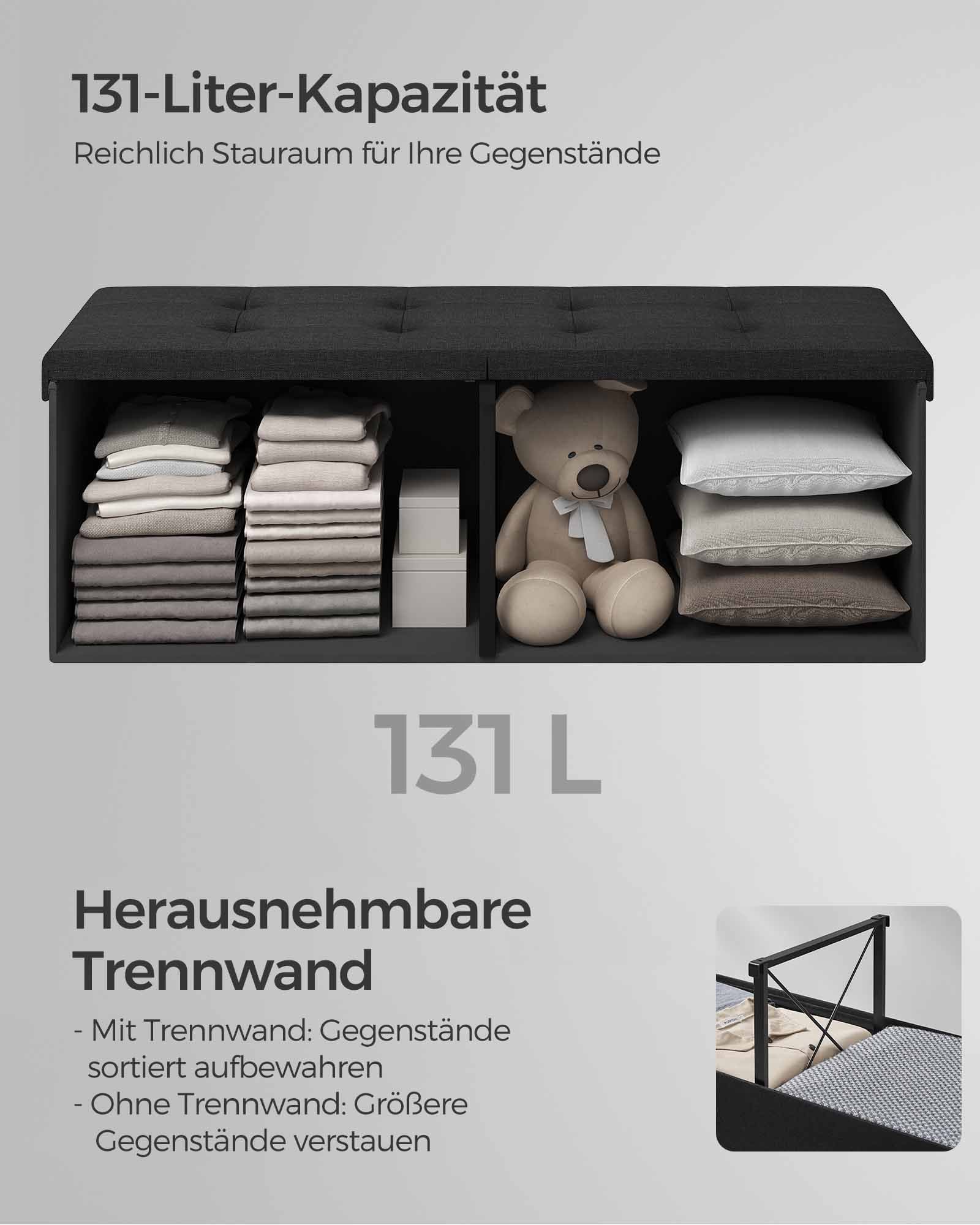 Sofa - mit Speicherplatz - 38 × 110 × 38 cm - Tintenschwarz