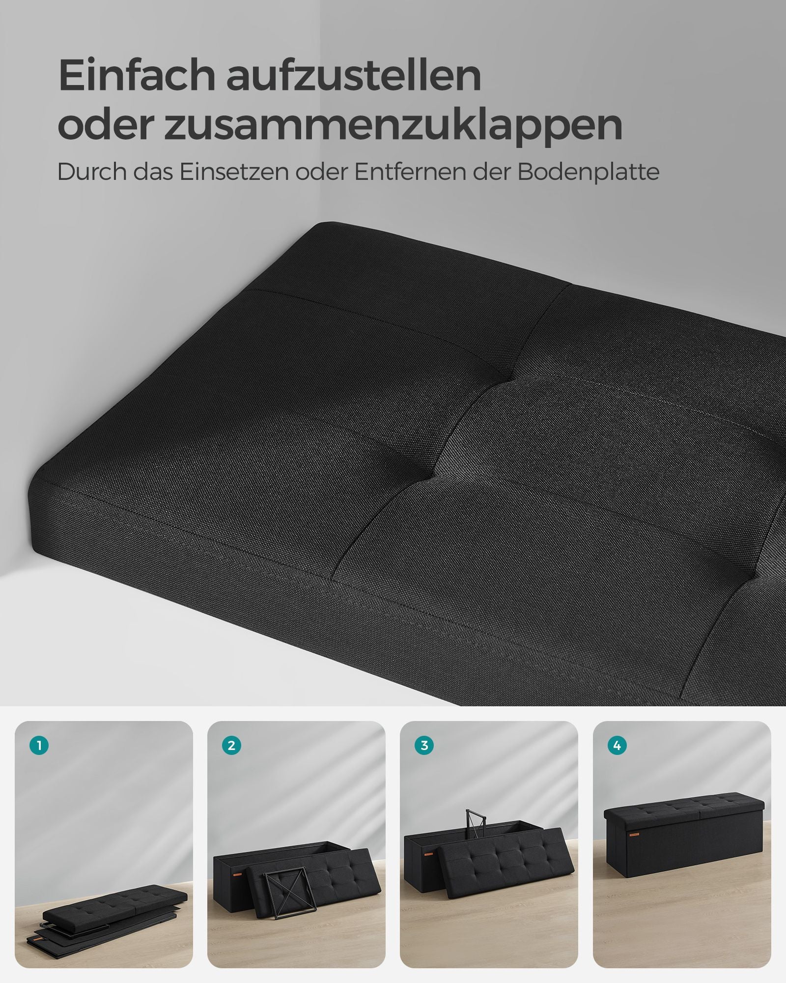 Sofa - mit Speicherplatz - 38 × 110 × 38 cm - Tintenschwarz