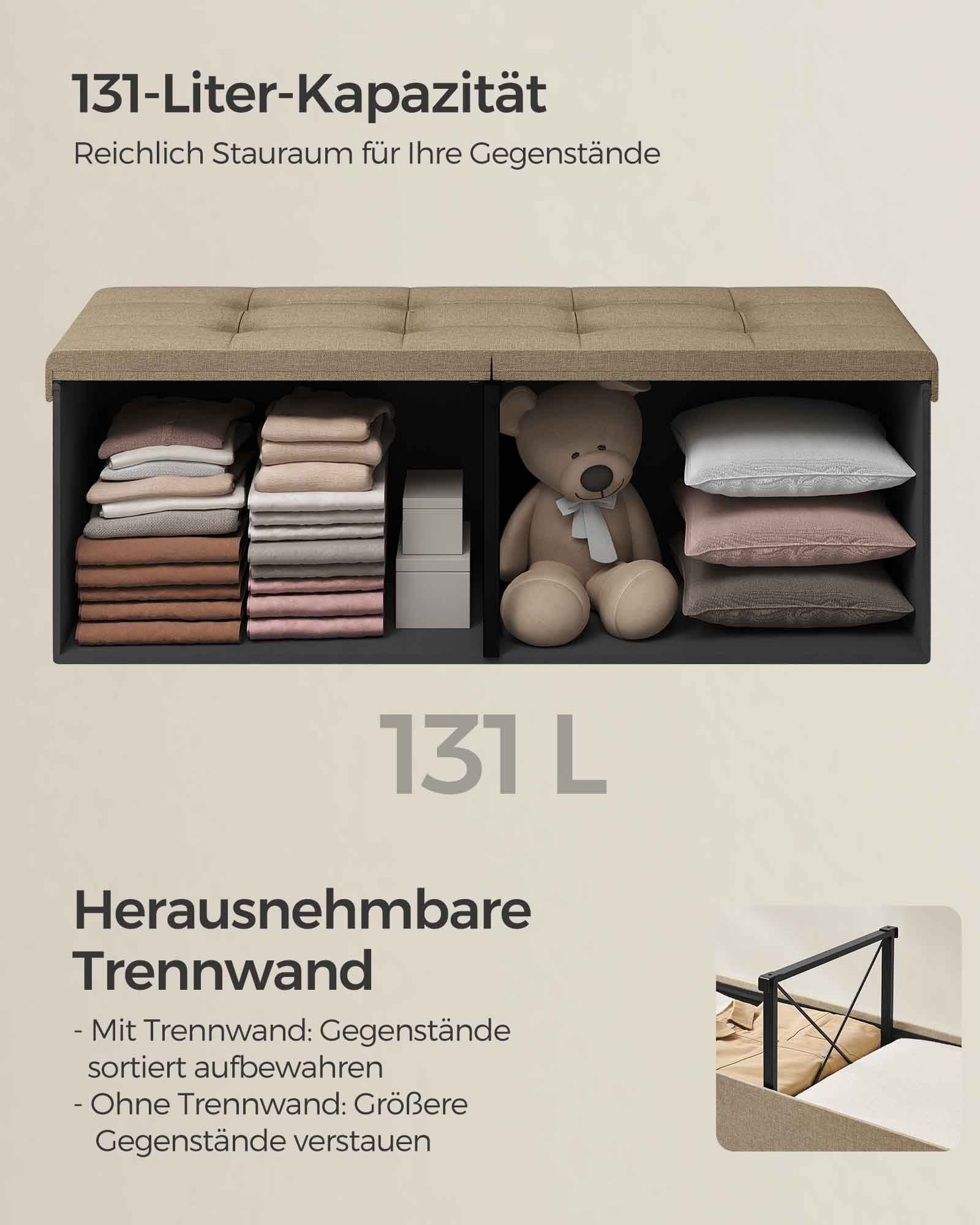 Sofa - mit Stauraum - 38 × 110 × 38 cm - Kamelbraun