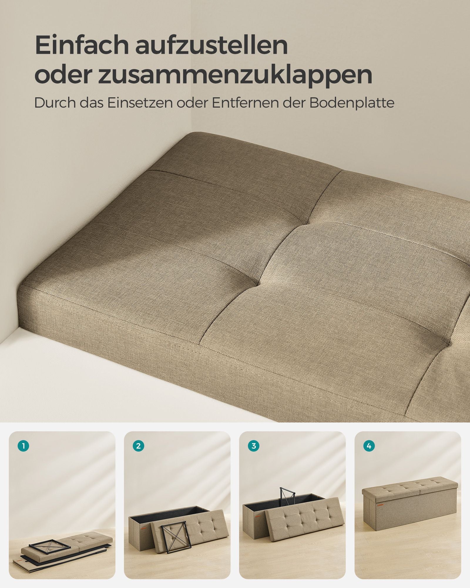 Sofa - mit Stauraum - 38 × 110 × 38 cm - Kamelbraun
