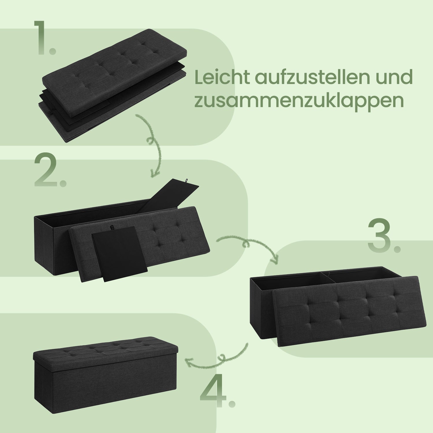 Sofa mit Stauraum - Sitzbox - faltbar - Mehrere Farben