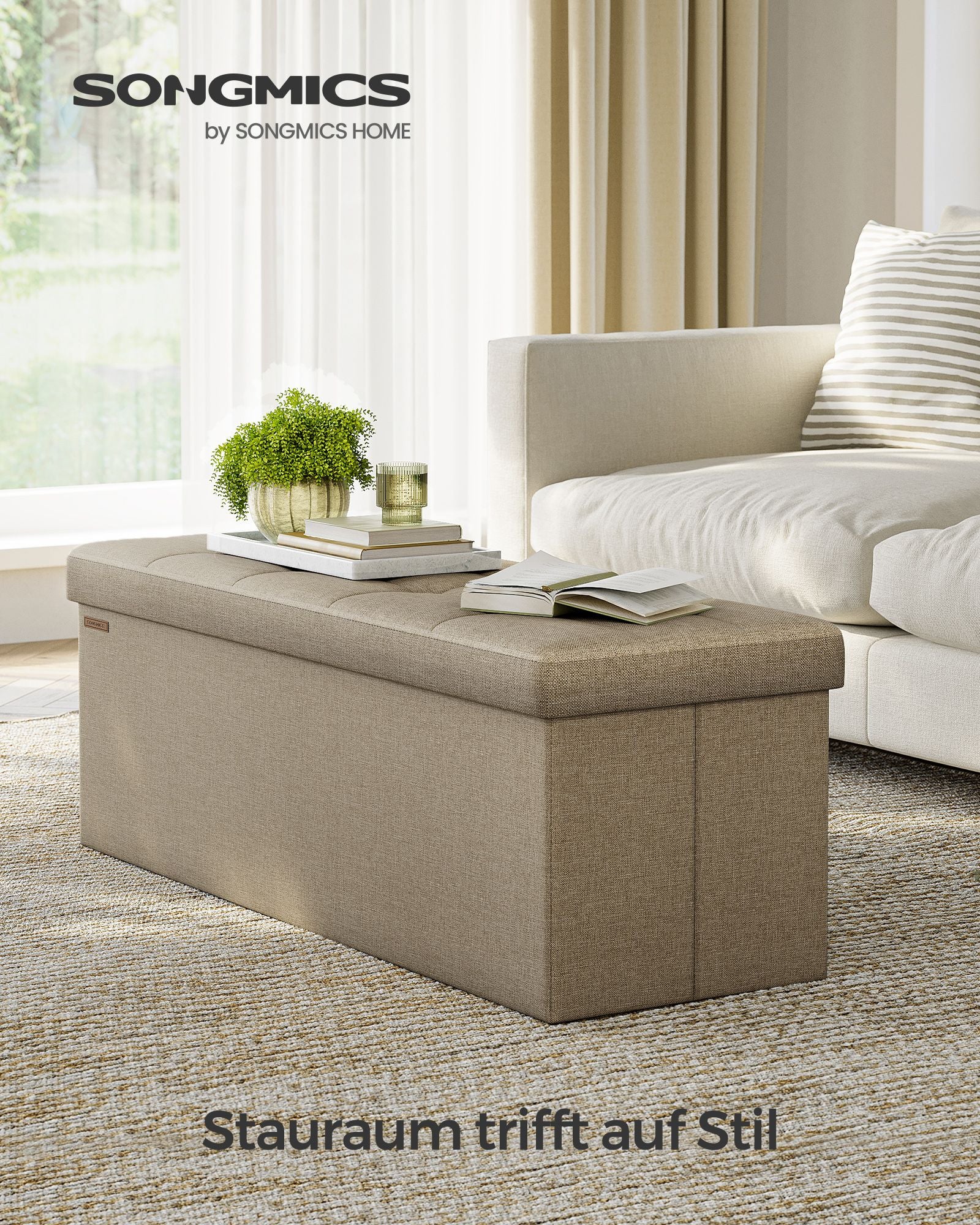 Sofa - 110 cm - faltbar mit Speicherplatz - Leichtes Taupe