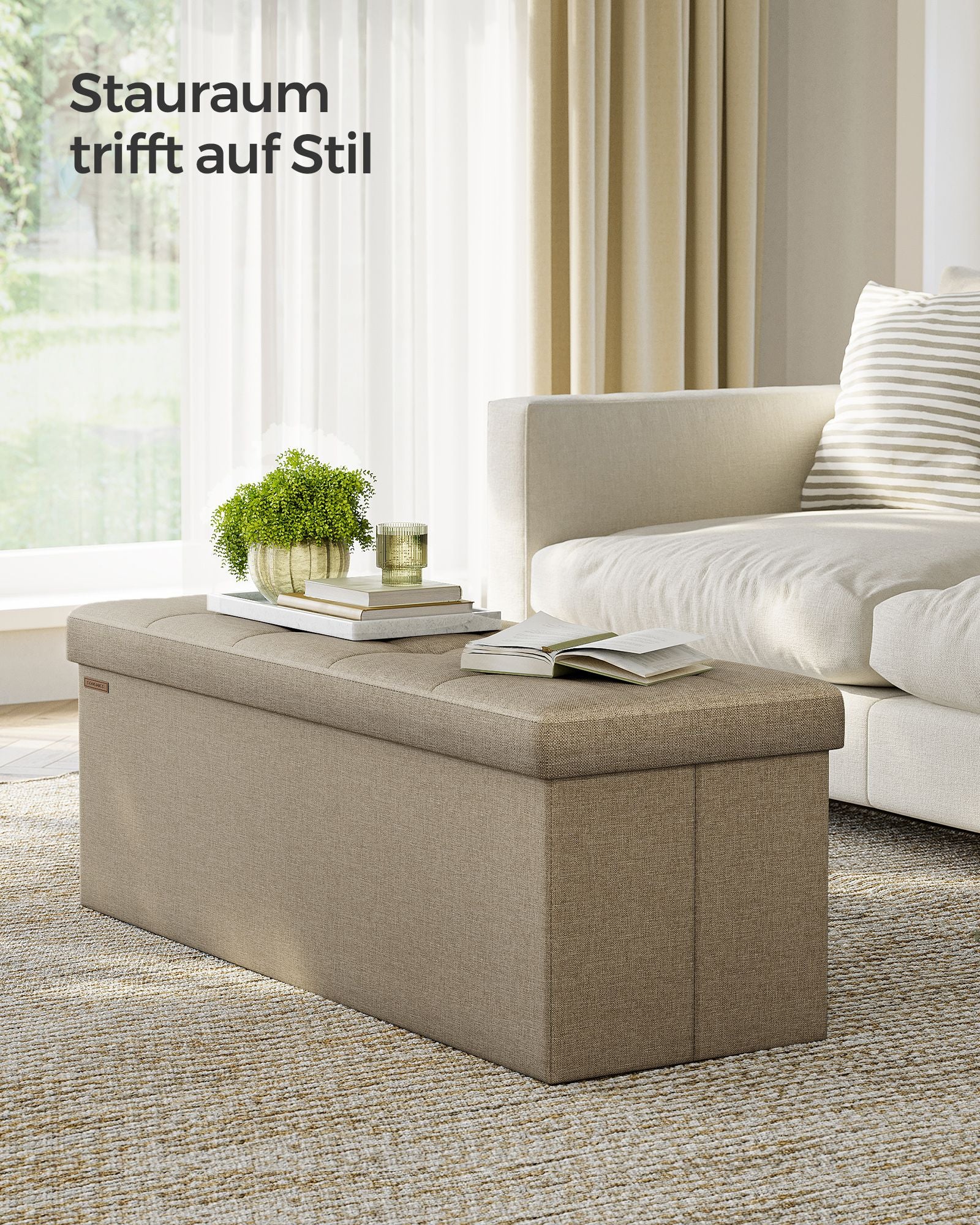 Sofa - 110 cm - faltbar mit Speicherplatz - Leichtes Taupe