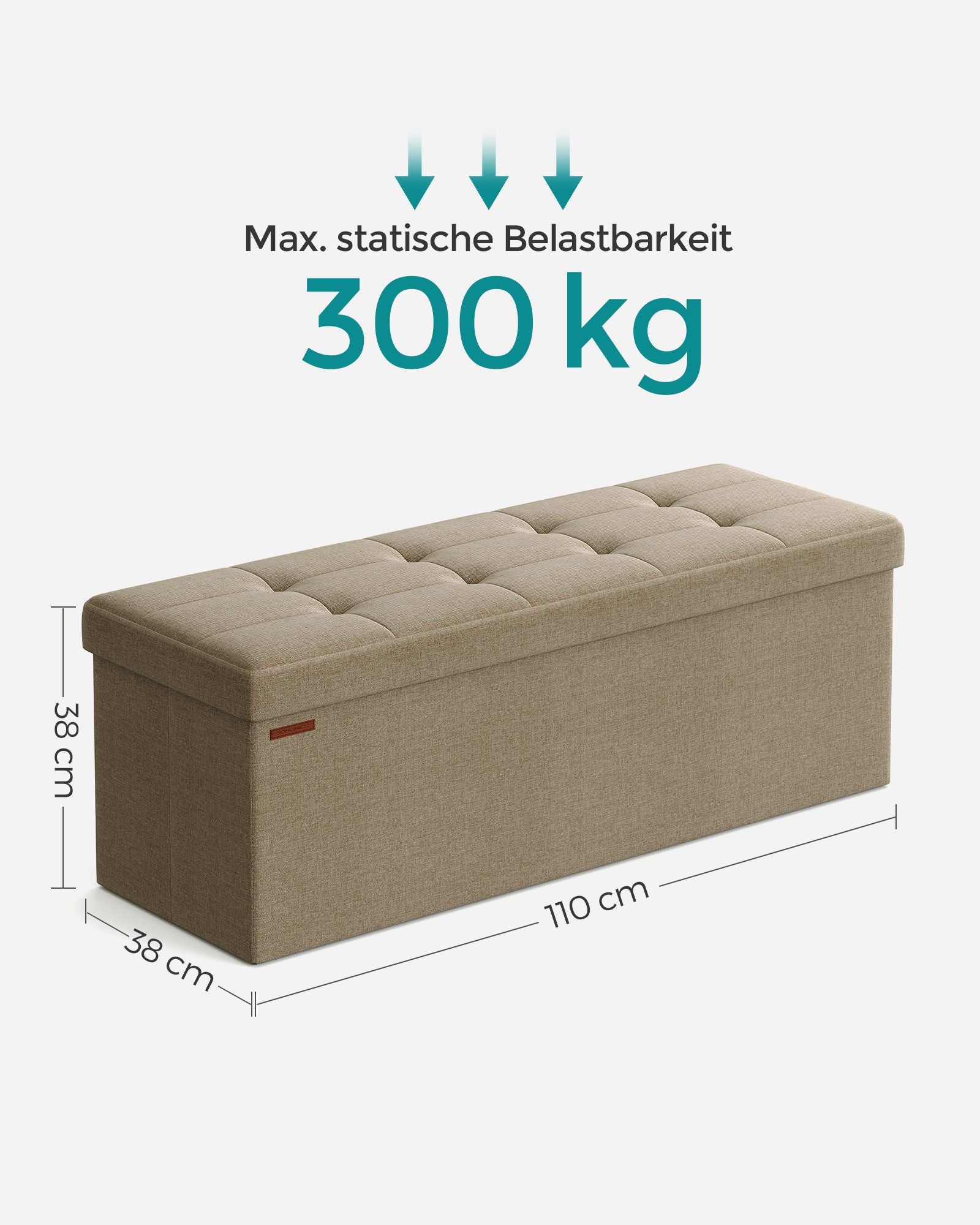 Sofa - 110 cm - faltbar mit Speicherplatz - Leichtes Taupe