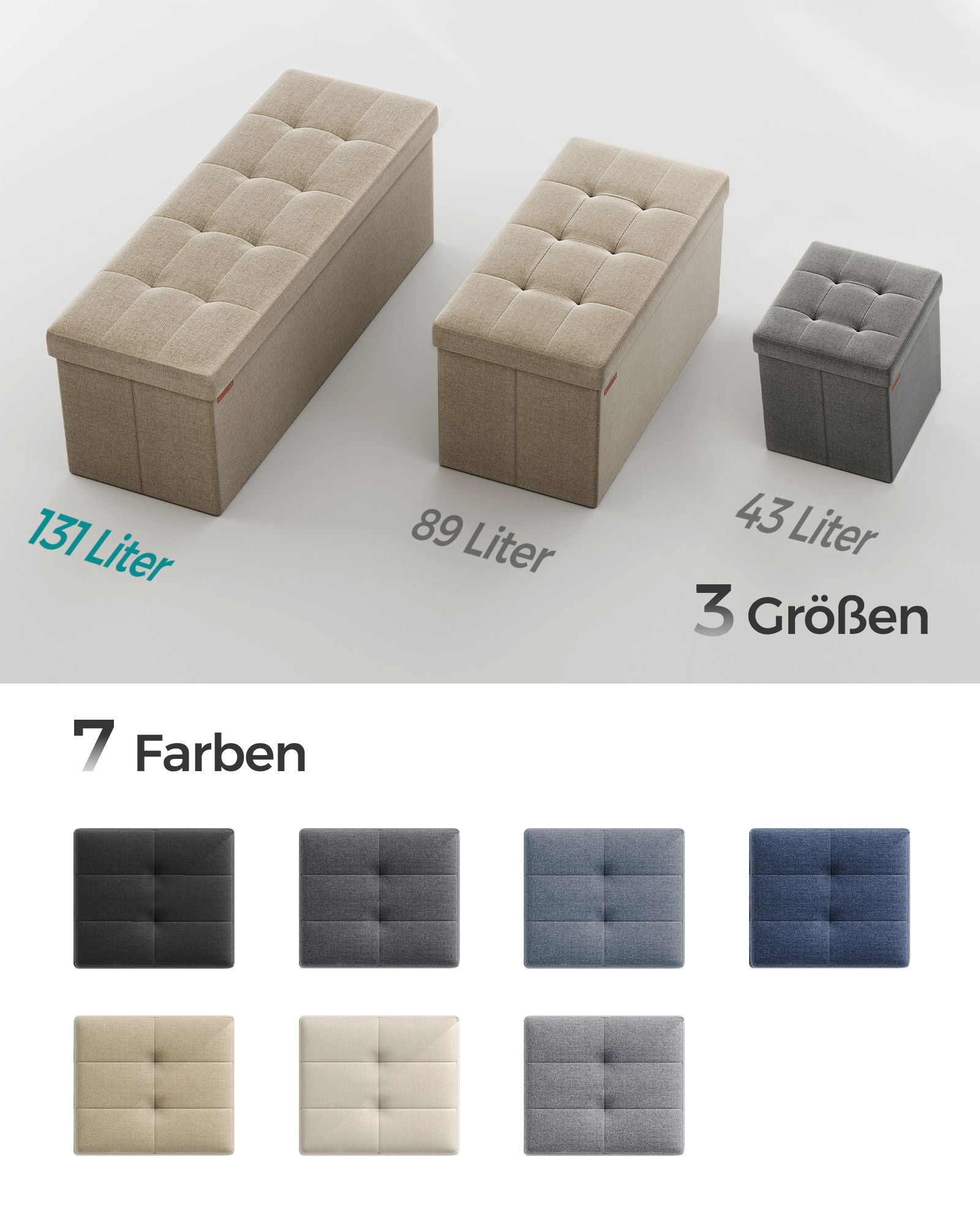 Sofa - 110 cm - faltbar mit Speicherplatz - Leichtes Taupe