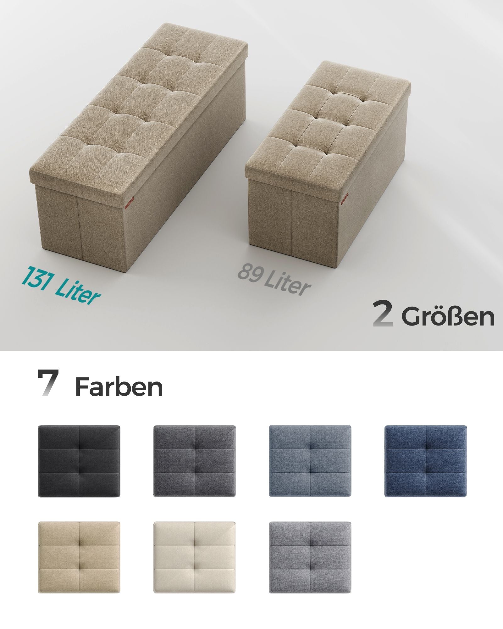 Sofa - 110 cm - faltbar mit Speicherplatz - Leichtes Taupe