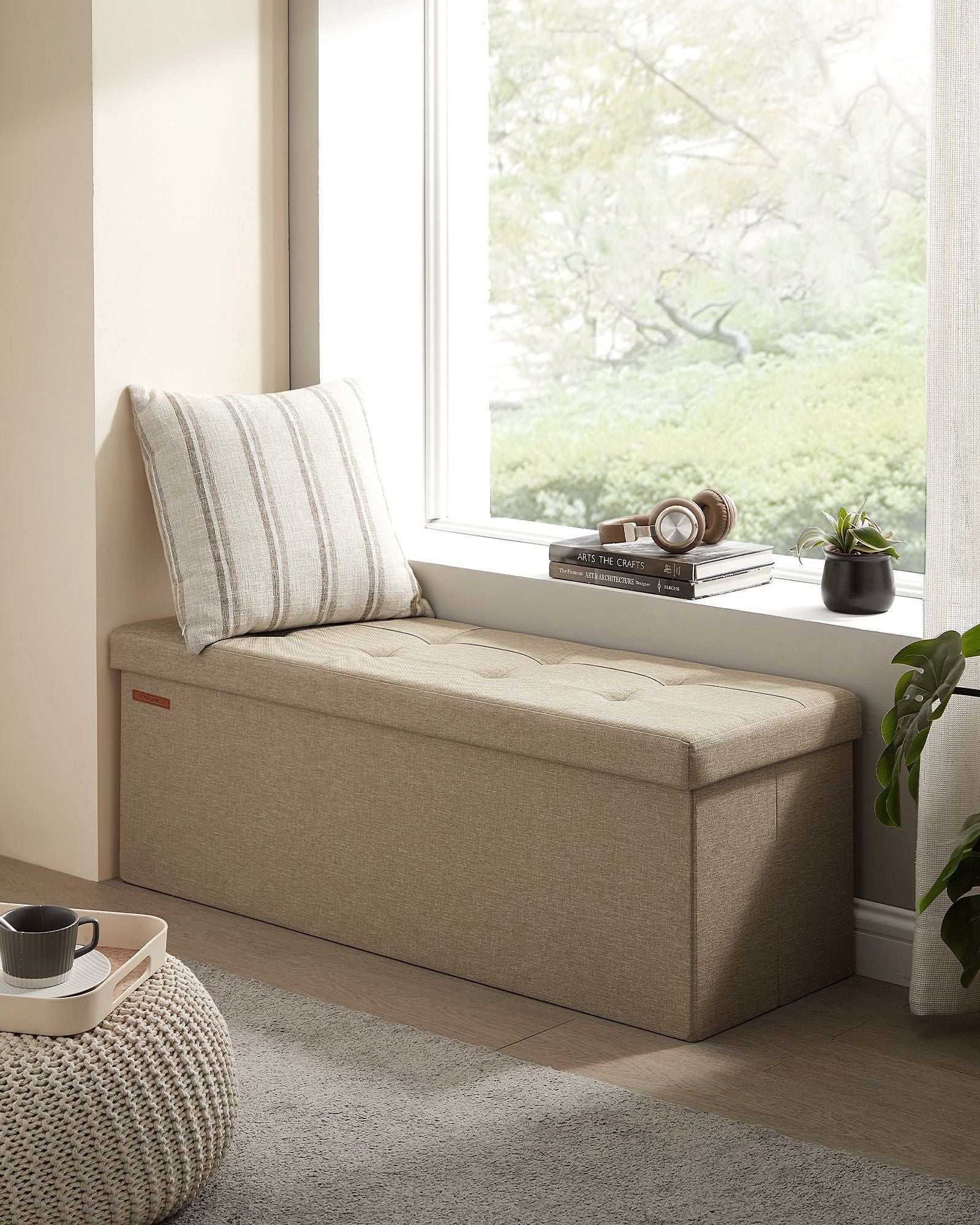 Sofa - 110 cm - faltbar mit Speicherplatz - Leichtes Taupe