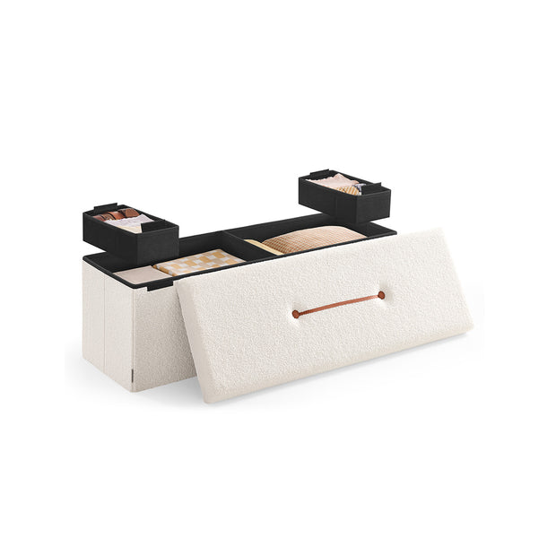 Stuhl mit Stauraum 38 x 110 x 38 cm Creme Weiß